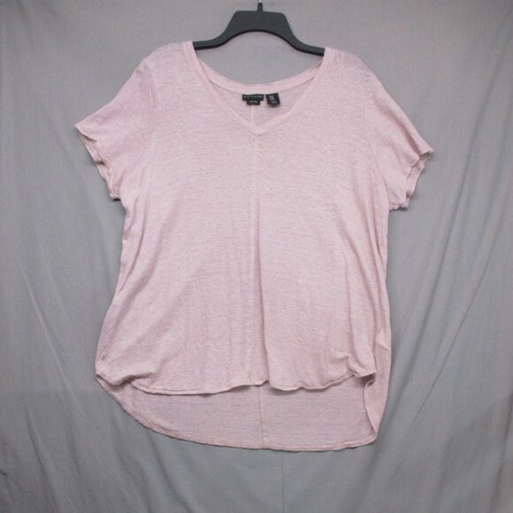 Tahari 100% Linen Blouse V-Neck Pink Women Size \ 1X - Picture 2 of 8